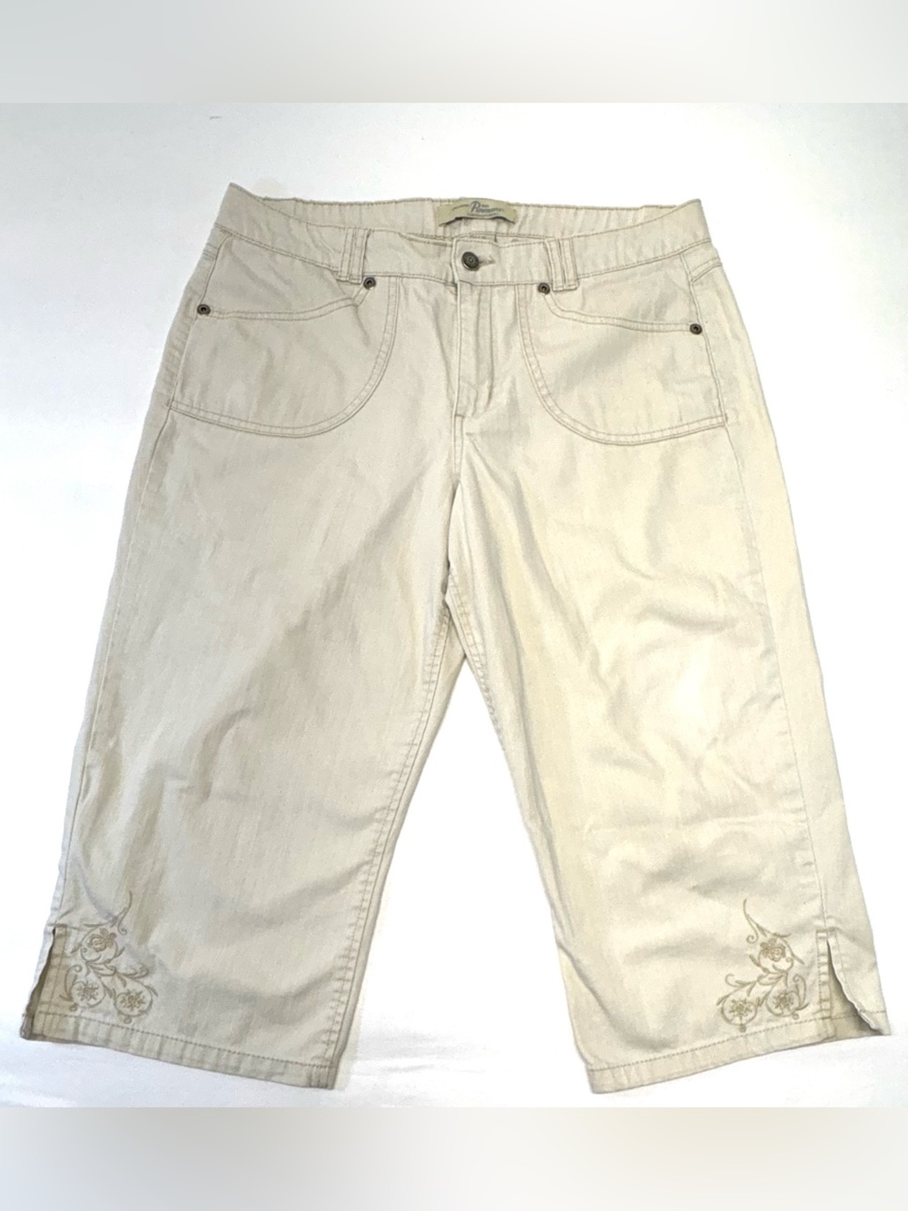 Penmans Embroidered Hem Khaki Capri Pants - Size 12